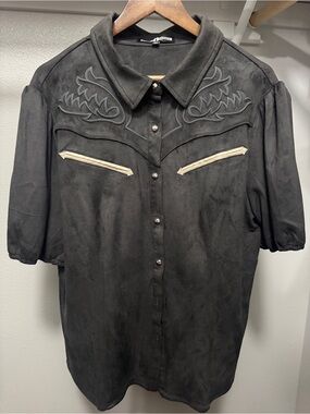 Rowdy Crowd suede button up top